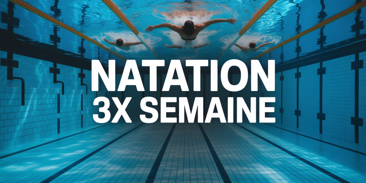 Piscine moderne avec silhouettes nageant, ambiance dynamique