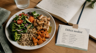 Nutrition perdre du poids : déficit calorique modéré, assiette équilibrée