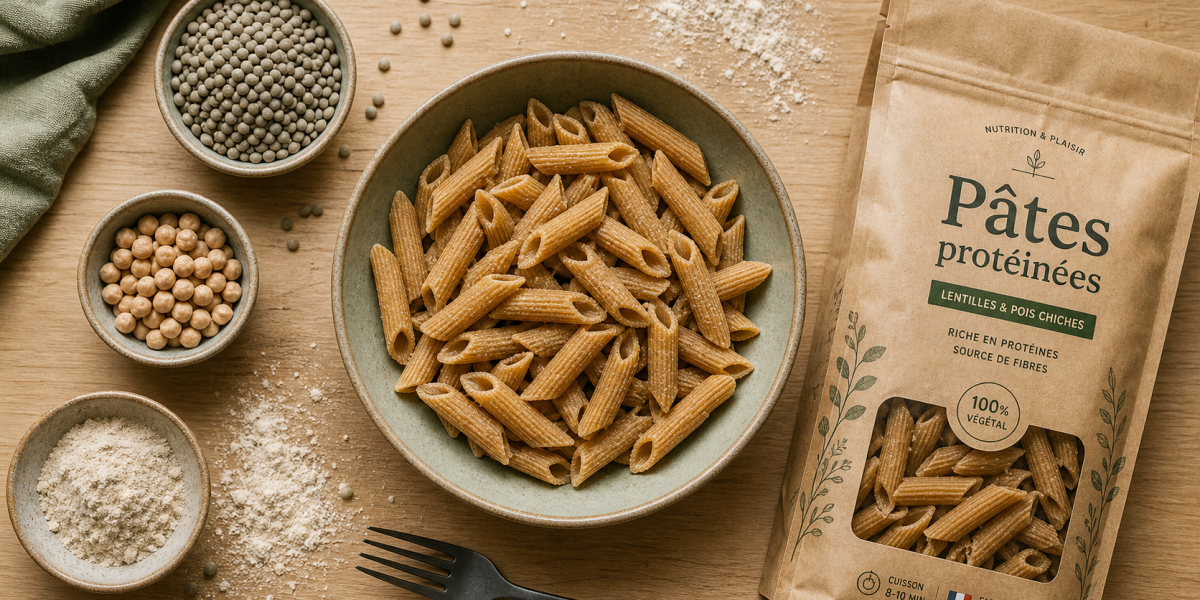 Pates proteine aux lentilles, pois chiches et soja
