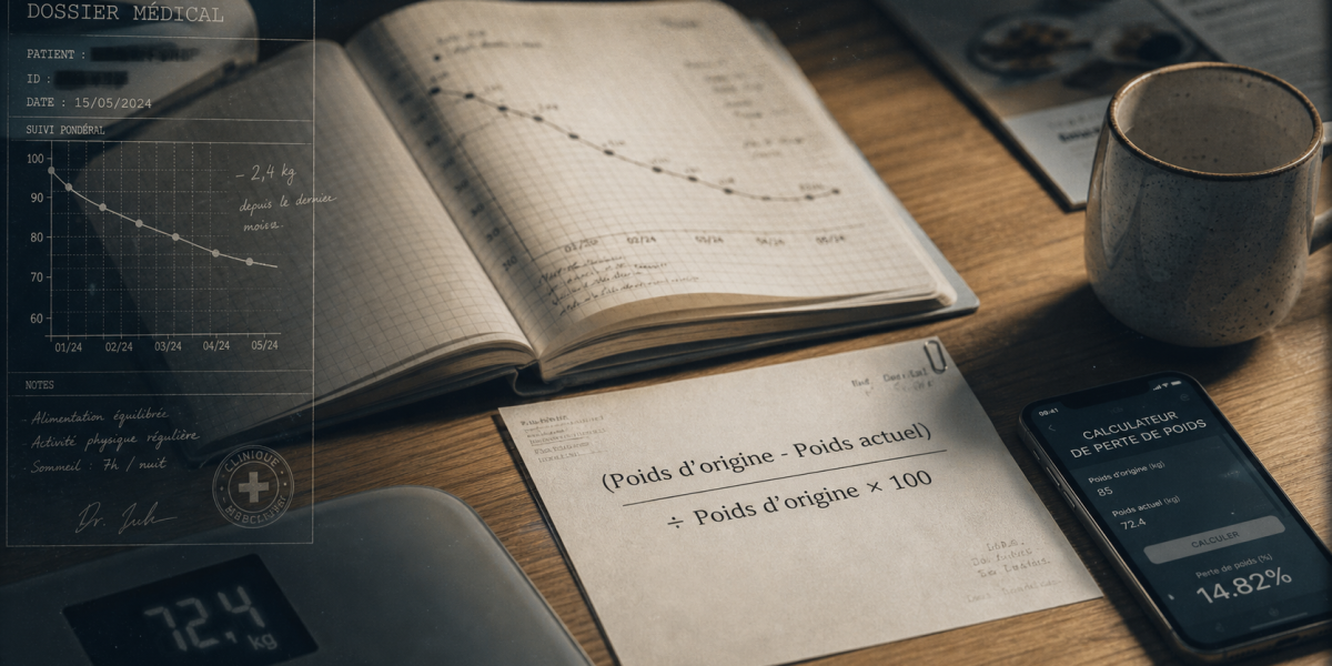 Perte de poids calcul : formule et suivi sur balance et carnet