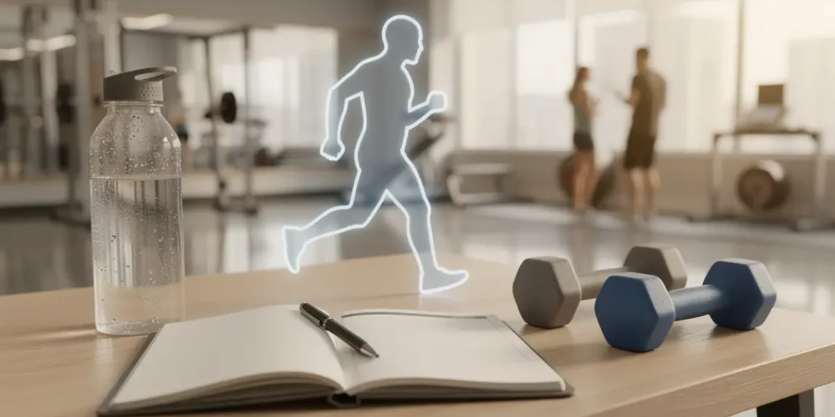 carnet suivi alimentaire et silhouette marche rapide fitness