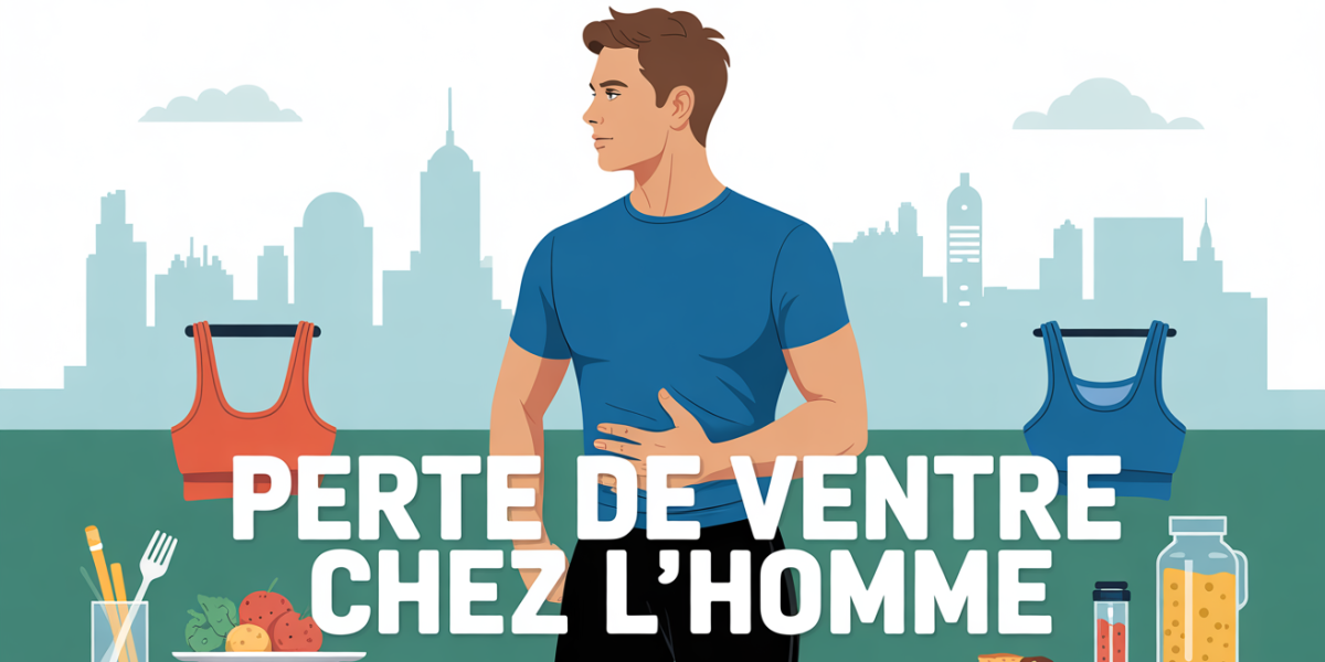 Homme perte de ventre debout T-shirt ajuste sport nutrition