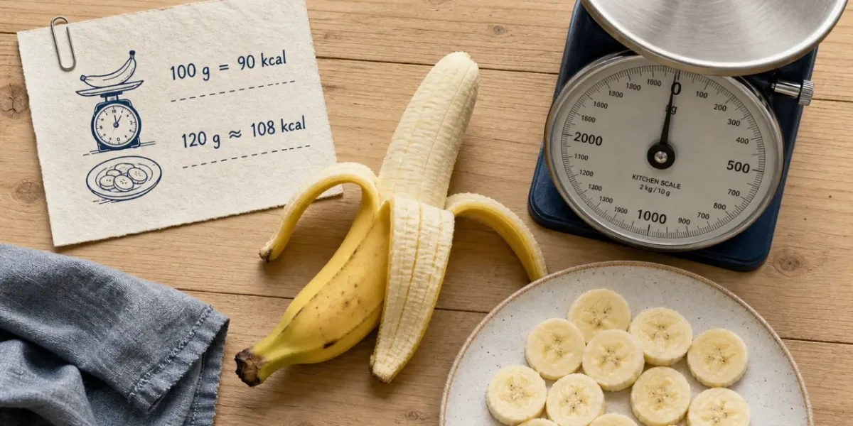 Poid moyen d une banane : 120 g, 108 kcal