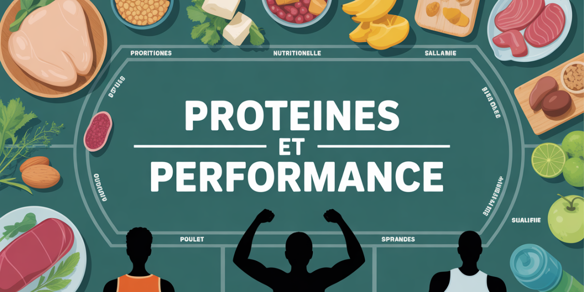 Illustration plateau aliments proteines et silhouettes sport