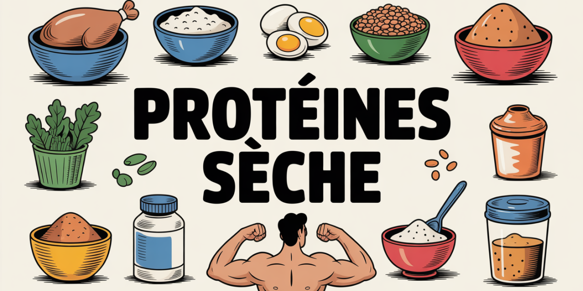 Aliments et poudres proteiques pour seche