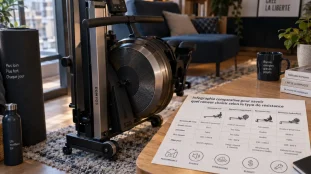 Quel rameur choisir : rameur en appartement en intérieur, roue de résistance visible