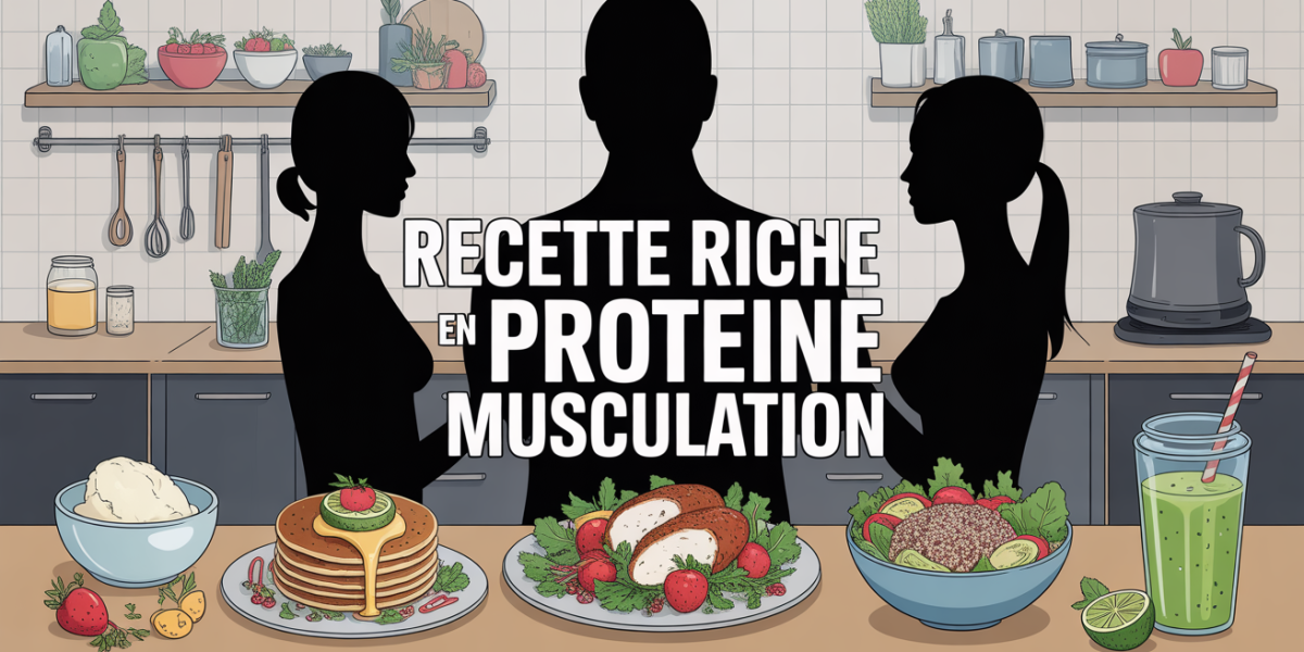 recette riche en proteine musculation, plats variés et haltères