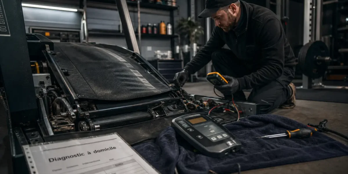 Réparation tapis de course à domicile : diagnostic moteur, console et ceinture