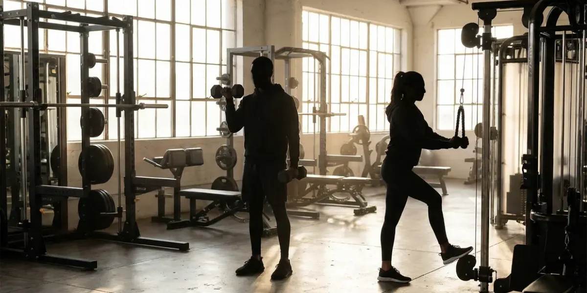 salle musculation hommes femmes tenues sportives techniques