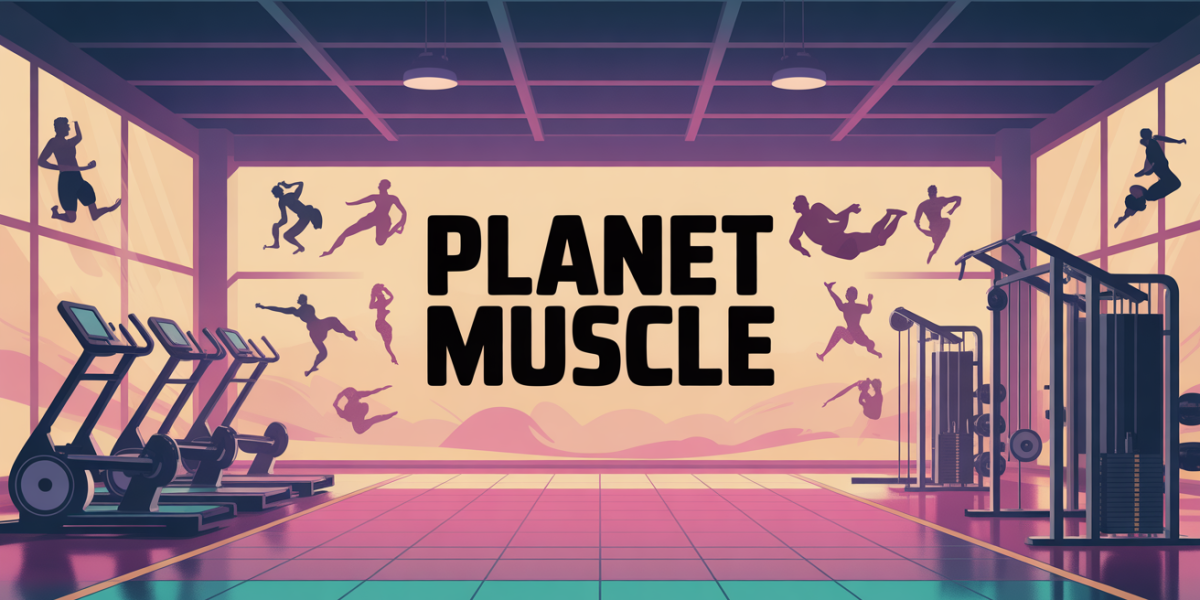 Vue salle planete muscle lumineuse silhouettes sport