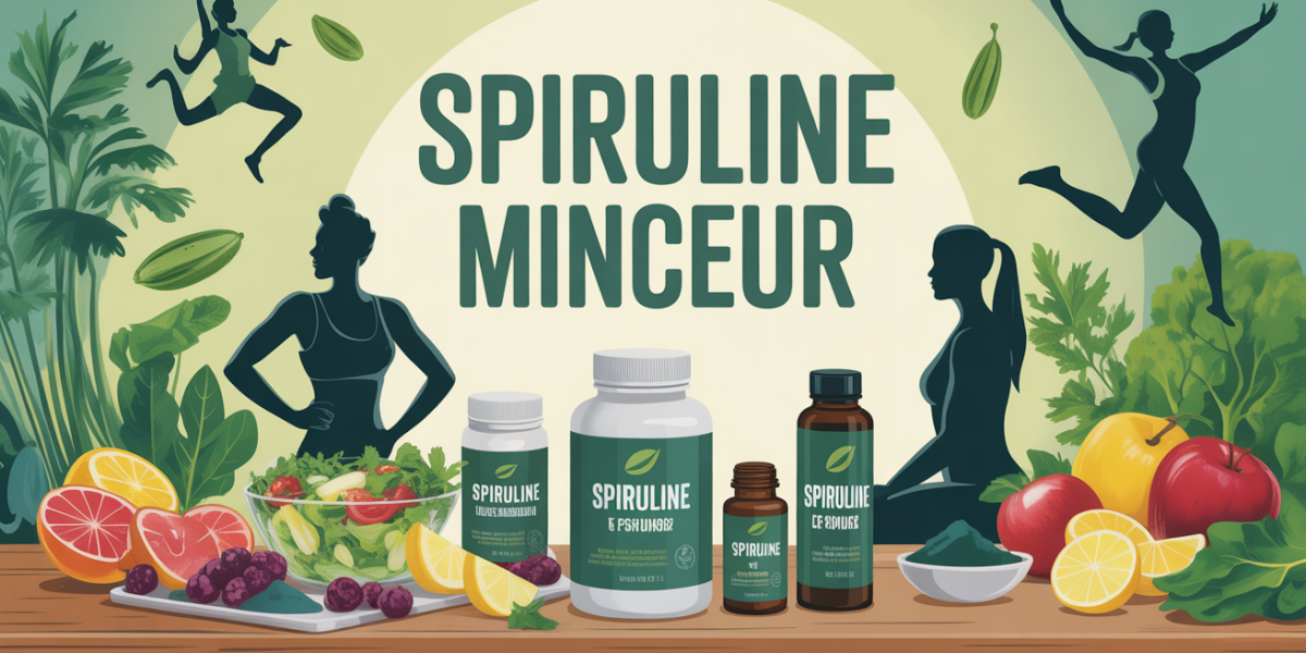 table, poudre spiruline, comprimés et sportifs pour minceur