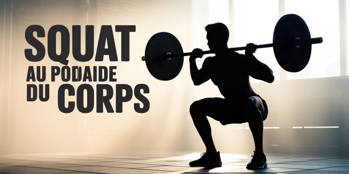 Squat au poids du corps silhouette technique avec équilibre musculation