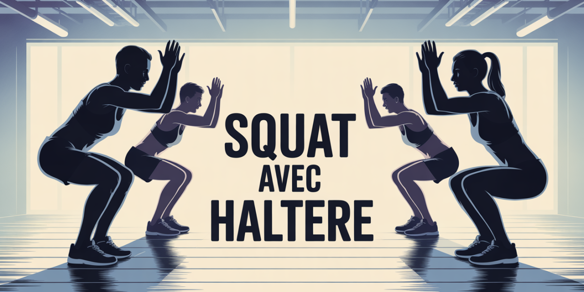Image squat avec haltere salle lumineuse silhouettes