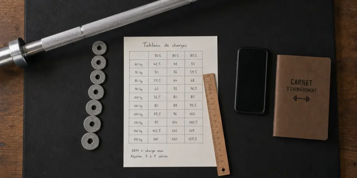 Tableau charges musculation pour force, prise de masse et endurance