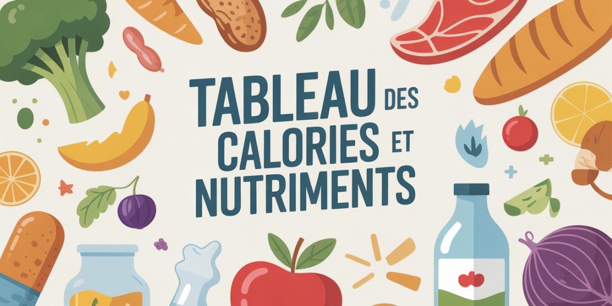 tableau des aliments avec calories et nutriments