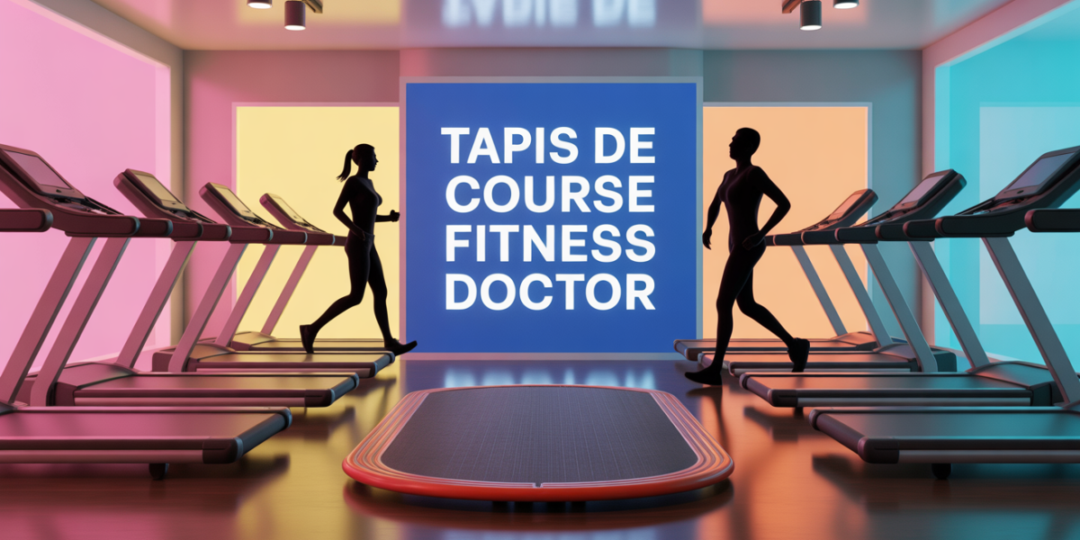 tapis de course fitness doctor au centre d'un salon moderne