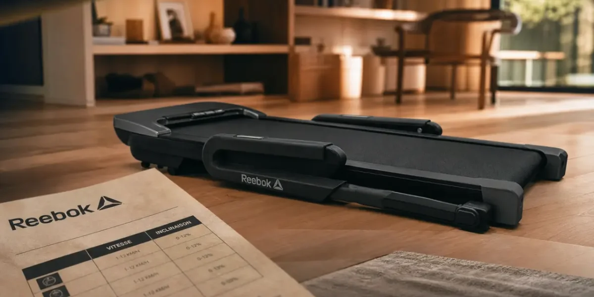 Tapis de course reebok plié, avec capteurs et amorti
