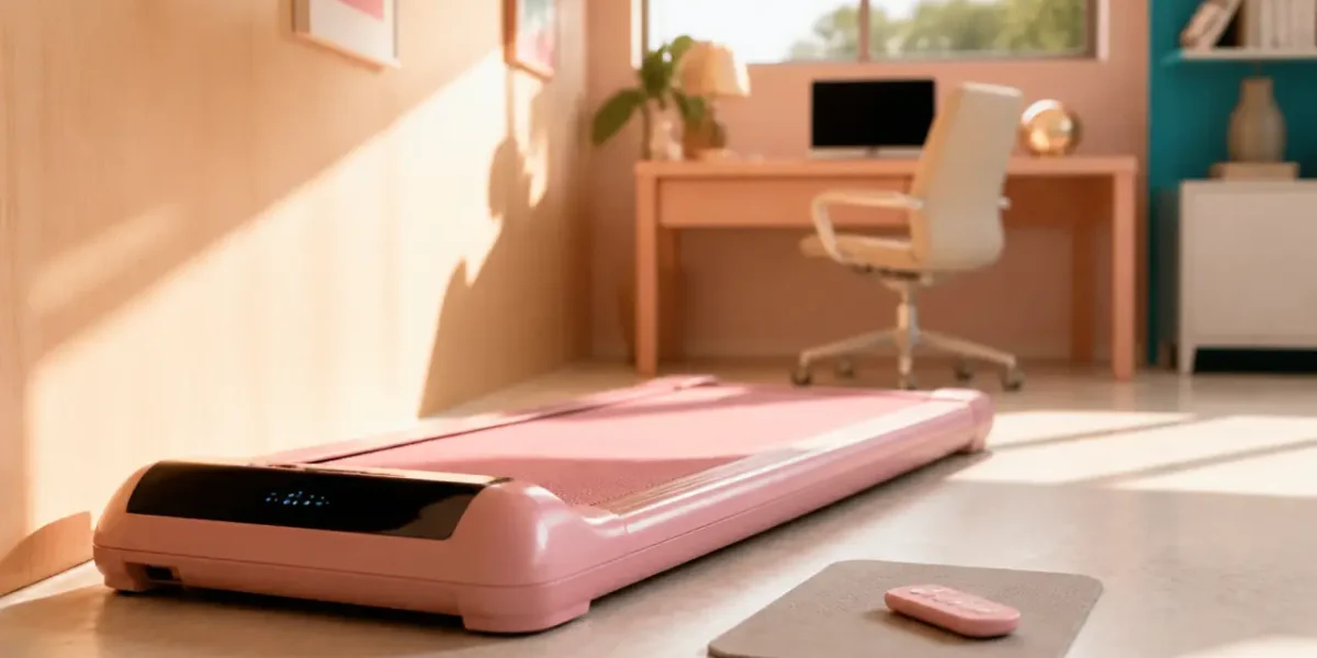 Tapis de course rose compact en bureau lumineux, pour marche et jogging