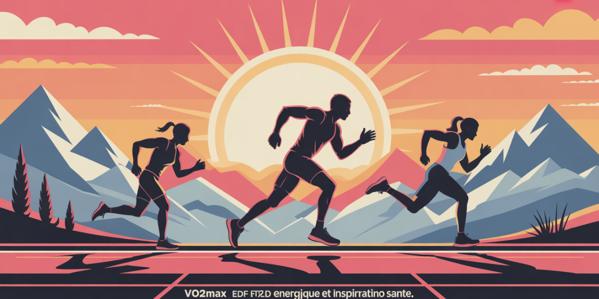 vo2max evolution silhouettes coach et sportive sur piste au lever du soleil