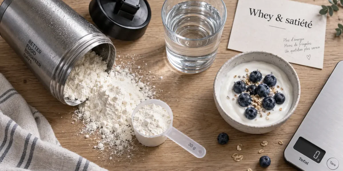 whey protéine perte de poids : shaker et yaourt pour couper la faim