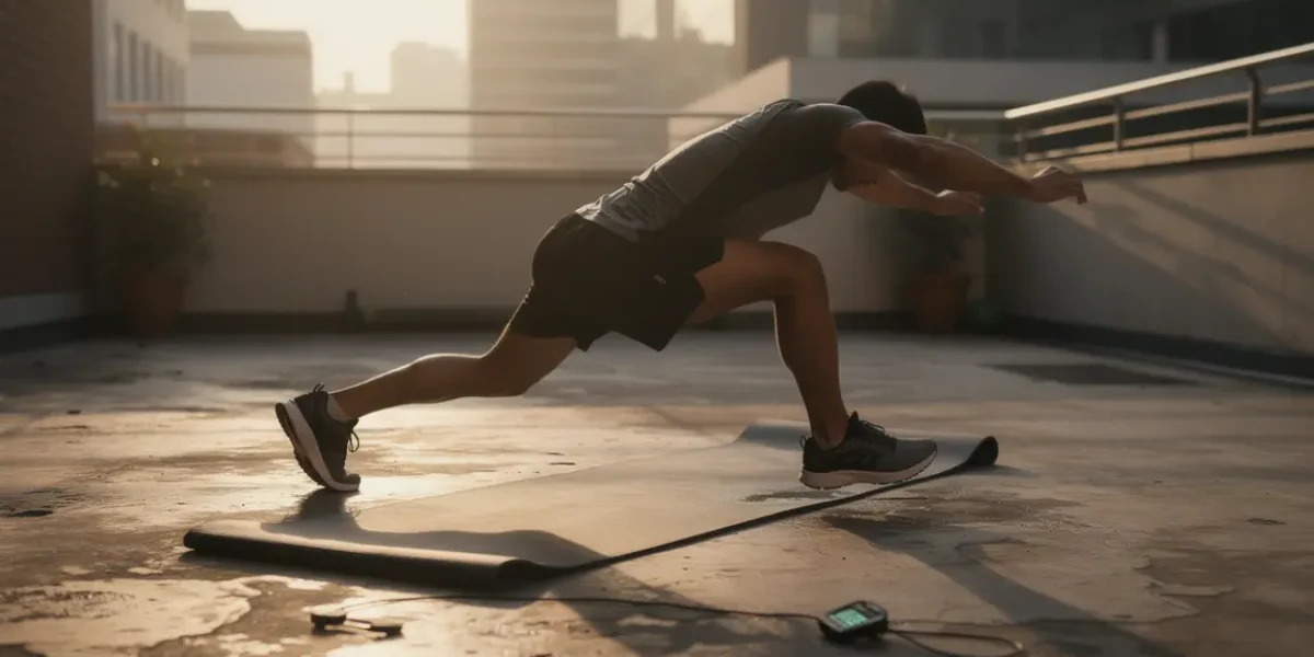 WOD poids de corps burpee en extérieur matin urbain